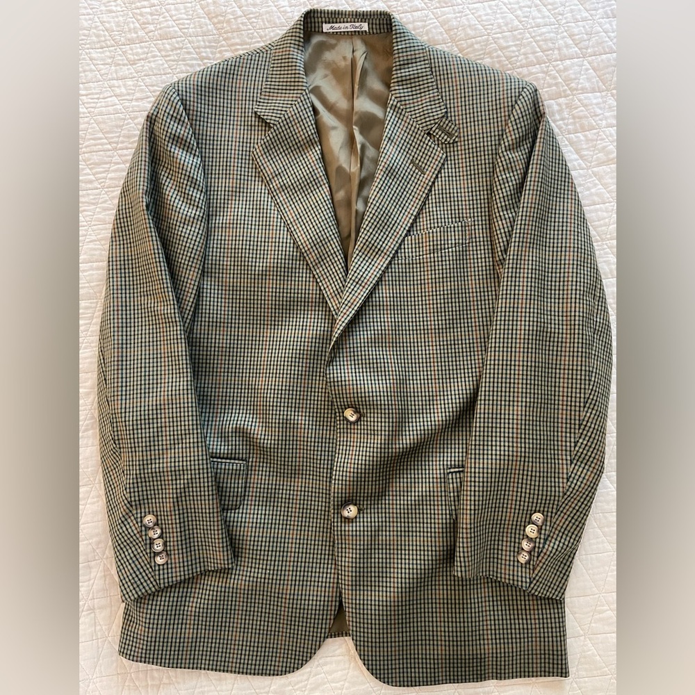 Faconnable Made in Italy‎ Vintage Multicolor Check Wool 3/2 Button Jacket 40 R